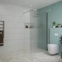 FortiFura Galeria inloopdouche - 110x200cm - ribbelglas - wandarm - Geborsteld Gunmetal PVD SW915253/SW797907