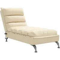 vidaXL Massage chaise longue met kussens stof crèmekleurig