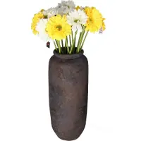 DK Design Kunstbloemen boeket Gerbera - 8x - 72 cm - geel/wit - real touch - kunst zijdebloem