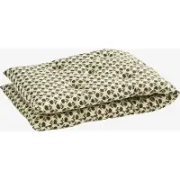 Madam Stoltz - Bankkussen 100% katoen - 45x125 cm - wit met groene bloemetjes