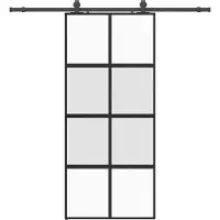 vidaXL Schuifdeur met beslagset 90x205 cm gehard glas zwart