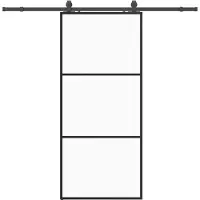 vidaXL Schuifdeur met beslagset 90x205 cm ESG glas zwart