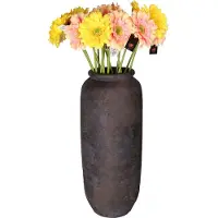 DK Design Kunstbloemen boeket Gerbera - 8x - 72 cm - zalm/geel - real touch - kunst zijdebloem