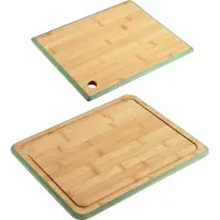 Kesper Keuken voedsel bereiden snijplanken voordeelset - 40 x 30 en 27 x 19 cm - bamboe hout - rand groen