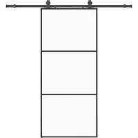 vidaXL Schuifdeur met beslagset 90x205 cm ESG glas zwart