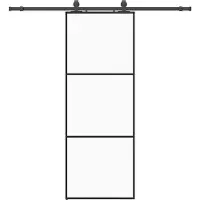vidaXL Schuifdeur met beslagset 76x205 cm ESG glas zwart