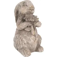 Clayre & Eef Decoratie Beeld Konijn 15 cm Grijs Steen