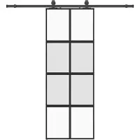 vidaXL Schuifdeur met beslagset 76x205 cm gehard glas zwart