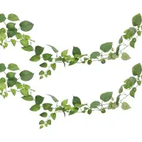 Chaks kunstplant/hangplant slinger - 2x - Klimop/pothos - groen - 180 cm - lang - planten guirlandes
