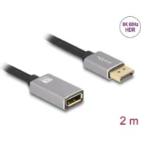 DeLOCK DisplayPort extension cable 8K 60 Hz 2 m grey metal without latch