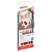 Edding 4200 porselein-penseelstiften warme kleuren 6 stuks (1 - 4 mm penseelpunt)