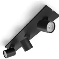 Philips Led opbouwspot | Rond | Runner | Zwart | 3x GU10 fitting