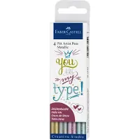 Faber-Castell tekenstift - Pitt Artist Pen - metallic - 4-delig etui - FC-167304