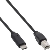 InLine USB-C naar USB-B kabel - USB2.0 - tot 3A / zwart - 1 meter