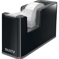 Leitz Plakbanddispenser WOW, ergonomisch, voor plakbandrollen met B 19 mm x L 33 m, incl. plakband, recyclebaar ABS-kunststof, zwart/zwart