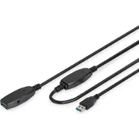 Digitus DA-73105 USB-kabel USB 3.2 Gen1 USB-A stekker, USB-A bus 10.00 m Zwart Afgeschermd, Afgeschermd (dubbel)