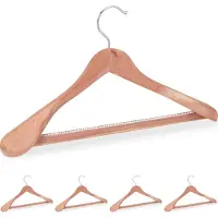 Relaxdays kledinghangers cederhout - 5 stuks - anti motten - 45 cm - antislip - broeken