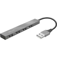 Trust Computer Products Halyx Aluminium 4-Port Mini USB Hub - Hub 23786 USB-hub 4 poorten USB-A USB 2.0 480 MBit/s