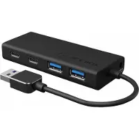 Icy Box IB-HUB1426-U3, USB 3.2 Gen 1 Hub Type-A zu 2x Type-C u. 2x Type-A USB Anschl. 60493 USB-hub 4 poorten USB-A USB 3.0 5 GBit/s Via PC bedienbaar Zwart