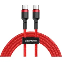 Baseus - Cafule - Kabel Duurzame Nylon Kabel USB-C PD / USB-C PD PD2.0 60W 20V 3A QC3.0 2M Rood - (CATKLF-H09)