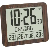 TFA-Dostmann 60.4518.08 Wandklok Zendergestuurd 24.8 cm x 2.5 cm x 20.6 cm Hout