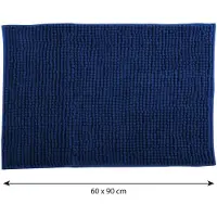 MSV Badkamerkleed/badmat voor op de vloer - donkerblauw - 60 x 90 cm - Microvezel - Badmatjes