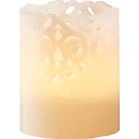 Star Trading LED-kaars Clary vanStar Trading, kaarslicht warm wit met timer, op batterijen werkende kerstversiering voor binnen van witte was, hoogte: 10 cm