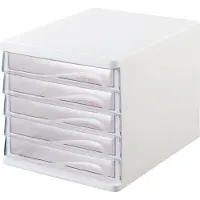 Helit ladebox, 5 laden, A4, polypropeen, behuizing wit/schuiflade glashelder