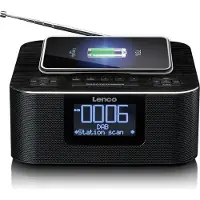 Lenco CR-650BK - DAB+/ FM-wekkerradio met Bluetooth en draadloos opladen, zwart