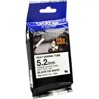 Brother HSE211E Labeltape krimpkous Tapekleur: Wit Tekstkleur: Zwart 5.2 mm 1.5 m
