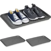 Relaxdays schoenen lekbak - set van 3 - 60x40 cm - afdruipbak schoenen - uitlekbak laarzen