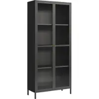 En.casa Vitrinekast Säkylä 180x80x35 cm zwart []