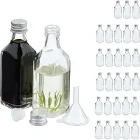 Relaxdays glazen flesjes 50 ml - mini flessen - met trechter - olieflesjes - shotflesjes - Pak van 30
