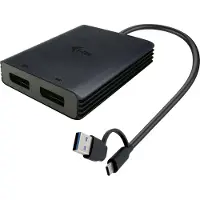 I-Tec USB Adapter [1x USB-C, USB-A - 2x DisplayPort] USB-A/USB-C Dual 4K DP Video Ada. 0 mm Metaal