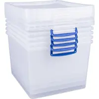 Really Useful Box Really Useful Boxes stapelbare opbergboxen, transparant, met deksel, 33,5 l, 5 stuks