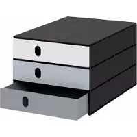 Styro Styroval Pro Color Flow ladebox, voor formaten tot C4, 3 gesloten laden, 100 % polystyreen, grijs/zwart, kleurverloop