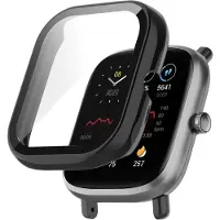 Strap-it Hard case hoesje met glasplaatje - geschikt voor de Amazfit Bip U / Bip U Pro - zwart