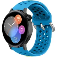 Strap-it Siliconen sport bandje met gaatjes - Geschikt voor Huawei Watch GT 3 42mm / Huawei Watch GT 3 Pro 43mm / Huawei Watch GT 2 42mm / Huawei Watch GT - 42mm bandje - Sport bandje - Lichtblauw
