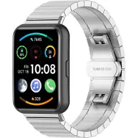 Strap-it Stalen Smartwatch bandje - Geschikt voor Huawei Watch Fit 2 metalen bandje - zilver - Horlogeband / Polsband / Armband
