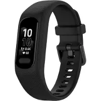 Strap-it Siliconen Smartwatch bandje - Geschikt voor Garmin Vivosmart 5 siliconen bandje - zwart - Horlogeband / Polsband / Armband