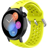 Strap-it Siliconen sport bandje met gaatjes - Geschikt voor Huawei Watch GT 3 42mm / Huawei Watch GT 3 Pro 43mm / Huawei Watch GT 2 42mm / Huawei Watch GT - 42mm bandje - Sport bandje - Geel