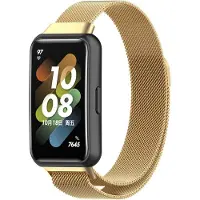 Strap-it Milanees Smartwatch bandje - Geschikt voor Huawei Band 7 Milanese band - goud - Horlogeband / Polsband / Armband - Huawei band 7