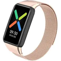 Strap-it Milanees Smartwatch bandje - Geschikt voor Oppo Watch Free Milanese band - rosé goud - Horlogeband / Polsband / Armband - Watch Free