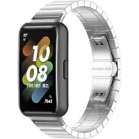 Strap-it Stalen Smartwatch bandje - Geschikt voor Huawei band 7 metalen bandje - zilver - Horlogeband / Polsband / Armband - Huawei band 7