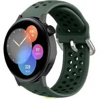 Strap-it Siliconen sport bandje met gaatjes - Geschikt voor Huawei Watch GT 3 42mm / Huawei Watch GT 3 Pro 43mm / Huawei Watch GT 2 42mm / Huawei Watch GT - 42mm bandje - Sport bandje - Legergroen