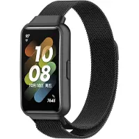 Strap-it Milanees Smartwatch bandje - Geschikt voor Huawei Band 7 Milanese band - zwart - Horlogeband / Polsband / Armband - Huawei band 7