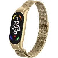 Strap-it Milanees Smartwatch bandje - Geschikt voor Xiaomi Mi Band 7 Milanese band - retro goud - Horlogeband / Polsband / Armband