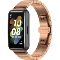 Strap-it Stalen Smartwatch bandje - Geschikt voor Huawei band 7 metalen bandje - rosé goud - Horlogeband / Polsband / Armband - Huawei band 7