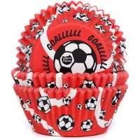 House of Marie Cupcake Vormpjes - Rood Voetbaldoel - pk/50 - Baking Cups voor Muffins en Cupcakes