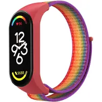 Strap-it Nylon Smartwatch bandje - Geschikt voor Xiaomi Mi Band 7 nylon bandje - regenboog - Horlogeband / Polsband / Armband